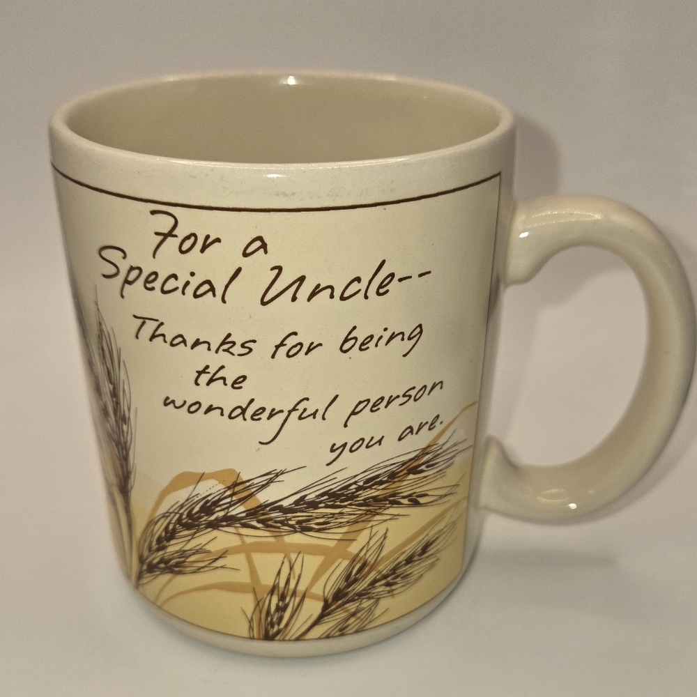 Vintage Hallmark Coffee Mug Cup "For a Special Uncle Thanks" w/Wheat Stalks 1988
